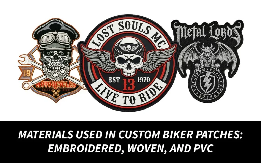 Materials Used in Custom Biker Patches Embroidered, Woven, and PVC